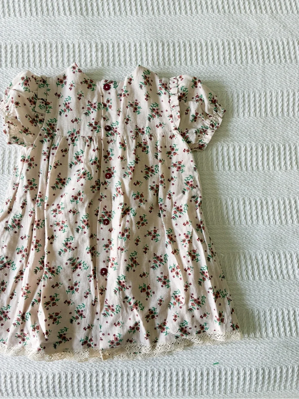 Zara Cream Floral Pintuck Dress Top with Red & Green Flowers